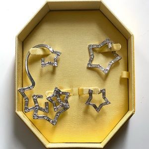 Swarovski Stella ear cuff Set (3), Mixed cuts, Rhodium plated with crystals. NWT